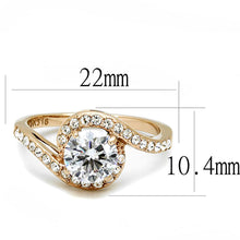 Load image into Gallery viewer, TK3178 - IP Rose Gold(Ion Plating) Stainless Steel Ring with AAA Grade CZ  in Clear