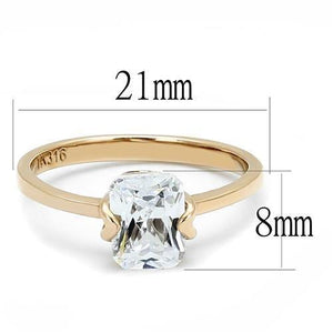 TK3179 - IP Rose Gold(Ion Plating) Stainless Steel Ring with AAA Grade CZ  in Clear