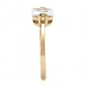 TK3179 - IP Rose Gold(Ion Plating) Stainless Steel Ring with AAA Grade CZ  in Clear
