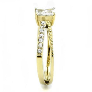 TK3181 - IP Gold(Ion Plating) Stainless Steel Ring with AAA Grade CZ  in Clear