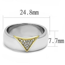 Load image into Gallery viewer, TK3187 - Two-Tone IP Gold (Ion Plating) Stainless Steel Ring with AAA Grade CZ  in Clear