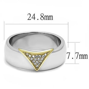 TK3187 - Two-Tone IP Gold (Ion Plating) Stainless Steel Ring with AAA Grade CZ  in Clear