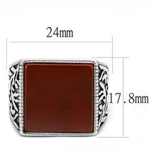 Load image into Gallery viewer, TK3189 - High polished (no plating) Stainless Steel Ring with Semi-Precious Agate in Siam