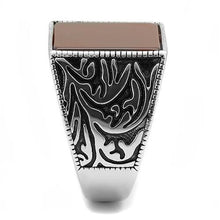 Load image into Gallery viewer, TK3189 - High polished (no plating) Stainless Steel Ring with Semi-Precious Agate in Siam