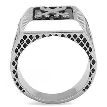 Load image into Gallery viewer, TK3191 - High polished (no plating) Stainless Steel Ring with Semi-Precious Onyx in Jet