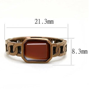TK3193 - IP Coffee light Stainless Steel Ring with Semi-Precious Agate in Siam