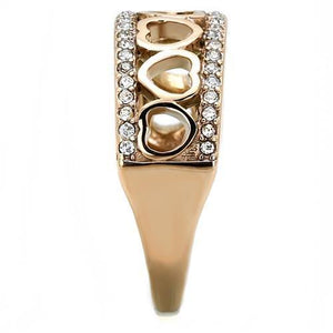 TK3194 - IP Rose Gold(Ion Plating) Stainless Steel Ring with Top Grade Crystal  in Clear