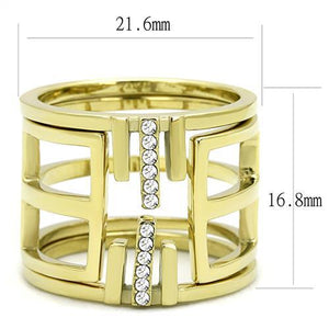 TK3198 - IP Gold(Ion Plating) Stainless Steel Ring with Top Grade Crystal  in Clear