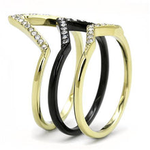 Load image into Gallery viewer, TK3202 - IP Gold+ IP Black (Ion Plating) Stainless Steel Ring with Top Grade Crystal  in Clear