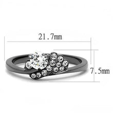 Load image into Gallery viewer, TK3203 - IP Light Black  (IP Gun) Stainless Steel Ring with AAA Grade CZ  in Clear