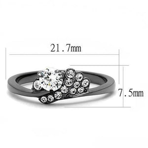TK3203 - IP Light Black  (IP Gun) Stainless Steel Ring with AAA Grade CZ  in Clear