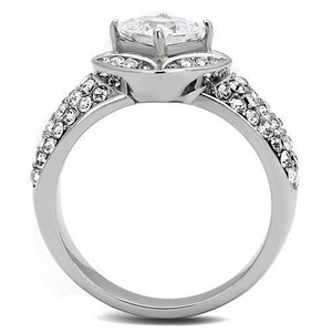 TK3206 - High polished (no plating) Stainless Steel Ring with AAA Grade CZ  in Clear
