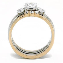 Load image into Gallery viewer, TK3212 - Two-Tone IP Rose Gold Stainless Steel Ring with AAA Grade CZ  in Clear