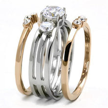 Load image into Gallery viewer, TK3212 - Two-Tone IP Rose Gold Stainless Steel Ring with AAA Grade CZ  in Clear