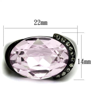 TK3213 - IP Black(Ion Plating) Stainless Steel Ring with Top Grade Crystal  in Light Amethyst