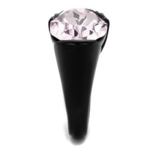 Load image into Gallery viewer, TK3213 - IP Black(Ion Plating) Stainless Steel Ring with Top Grade Crystal  in Light Amethyst