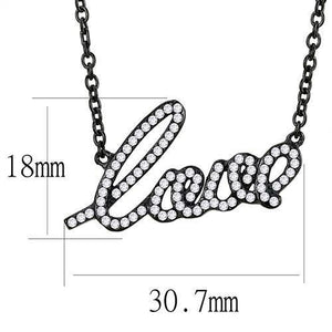 TK3217 - IP Black(Ion Plating) Stainless Steel Chain Pendant with AAA Grade CZ  in Clear