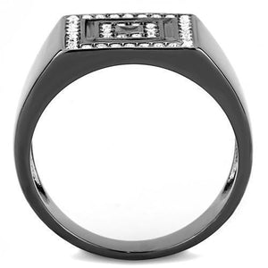 TK3220 - IP Light Black  (IP Gun) Stainless Steel Ring with Top Grade Crystal  in Clear