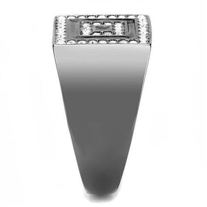 TK3220 - IP Light Black  (IP Gun) Stainless Steel Ring with Top Grade Crystal  in Clear