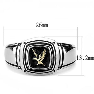 TK3226 - Two-Tone IP Gold (Ion Plating) Stainless Steel Ring with Epoxy  in Jet