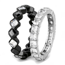 Load image into Gallery viewer, TK3231 - Two-Tone IP Black (Ion Plating) Stainless Steel Ring with AAA Grade CZ  in Black Diamond