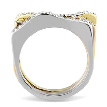 Load image into Gallery viewer, TK3234 - Three Tone (IP Gold &amp; IP Rose Gold &amp; High Polished) Stainless Steel Ring with Top Grade Crystal  in Clear