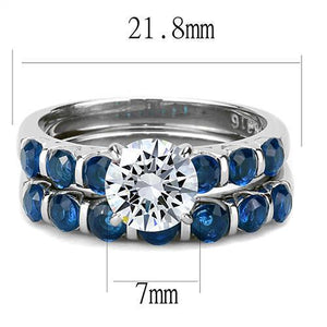 TK3235 - High polished (no plating) Stainless Steel Ring with AAA Grade CZ  in Clear