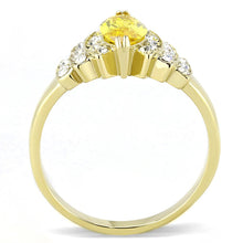 Load image into Gallery viewer, TK3239 - IP Gold(Ion Plating) Stainless Steel Ring with AAA Grade CZ  in Topaz