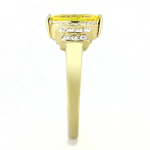 TK3239 - IP Gold(Ion Plating) Stainless Steel Ring with AAA Grade CZ  in Topaz