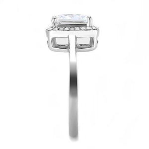 TK3242 - High polished (no plating) Stainless Steel Ring with AAA Grade CZ  in Clear