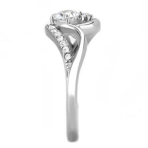 TK3243 - High polished (no plating) Stainless Steel Ring with AAA Grade CZ  in Clear