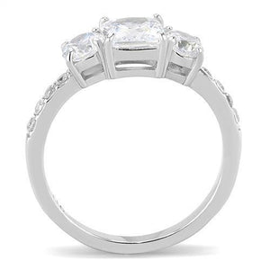 TK3246 - High polished (no plating) Stainless Steel Ring with AAA Grade CZ  in Clear