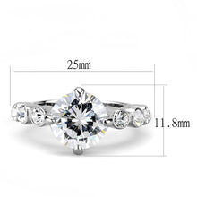 Load image into Gallery viewer, TK3247 - High polished (no plating) Stainless Steel Ring with AAA Grade CZ  in Clear