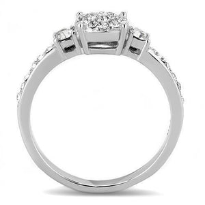 TK3248 High polished (no plating) Stainless Steel Ring with Top Grade Crystal in Clear