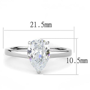 TK3251 - High polished (no plating) Stainless Steel Ring with AAA Grade CZ  in Clear