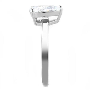 TK3251 - High polished (no plating) Stainless Steel Ring with AAA Grade CZ  in Clear