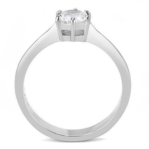 TK3252 - High polished (no plating) Stainless Steel Ring with AAA Grade CZ  in Clear