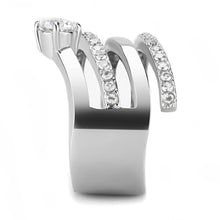 Load image into Gallery viewer, TK3254 - High polished (no plating) Stainless Steel Ring with AAA Grade CZ  in Clear