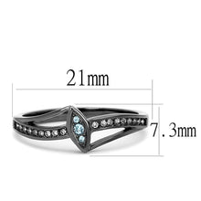 Load image into Gallery viewer, TK3260 - IP Light Black  (IP Gun) Stainless Steel Ring with Top Grade Crystal  in Sea Blue
