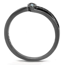 Load image into Gallery viewer, TK3260 - IP Light Black  (IP Gun) Stainless Steel Ring with Top Grade Crystal  in Sea Blue