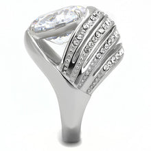 Load image into Gallery viewer, TK3263 - High polished (no plating) Stainless Steel Ring with AAA Grade CZ  in Clear