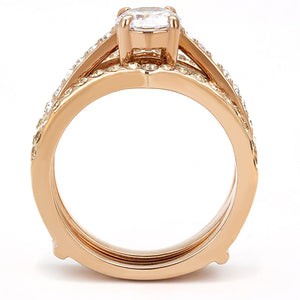 TK3264 - IP Rose Gold(Ion Plating) Stainless Steel Ring with AAA Grade CZ  in Clear