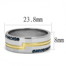 Load image into Gallery viewer, TK3266 - Two-Tone IP Gold (Ion Plating) Stainless Steel Ring with Top Grade Crystal  in Montana