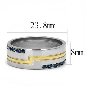 TK3266 - Two-Tone IP Gold (Ion Plating) Stainless Steel Ring with Top Grade Crystal  in Montana