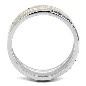 TK3266 - Two-Tone IP Gold (Ion Plating) Stainless Steel Ring with Top Grade Crystal  in Montana