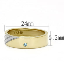 Load image into Gallery viewer, TK3267 - Two-Tone IP Gold (Ion Plating) Stainless Steel Ring with Top Grade Crystal  in Sea Blue