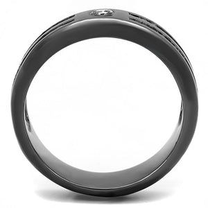 TK3275 - IP Light Black  (IP Gun) Stainless Steel Ring with AAA Grade CZ  in Clear