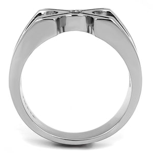 TK3278 - High polished (no plating) Stainless Steel Ring with AAA Grade CZ  in Clear