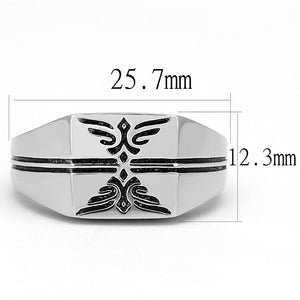 TK3279 - High polished (no plating) Stainless Steel Ring with Epoxy  in Jet