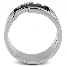 Load image into Gallery viewer, TK3284 - High polished (no plating) Stainless Steel Ring with Top Grade Crystal  in Jet